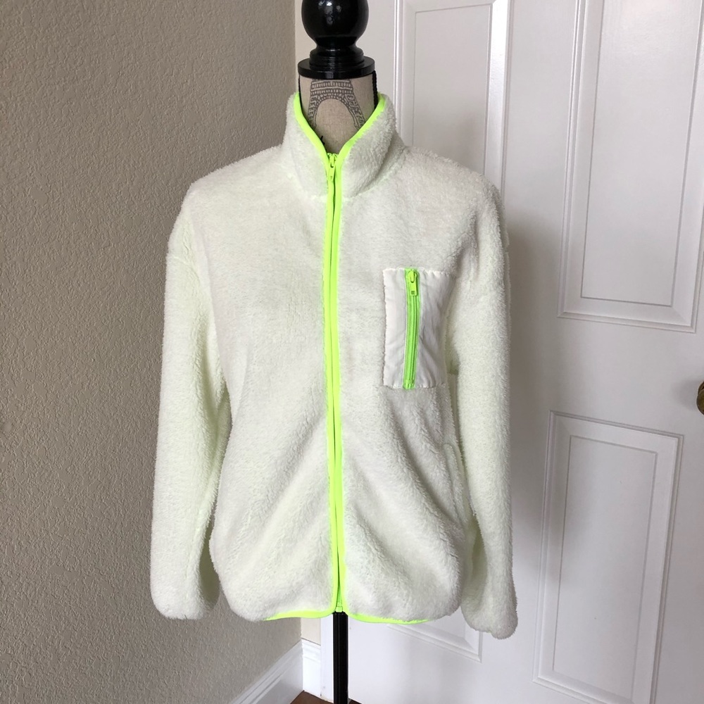 NWT Forever 21 Sherpa neon contrast jacket